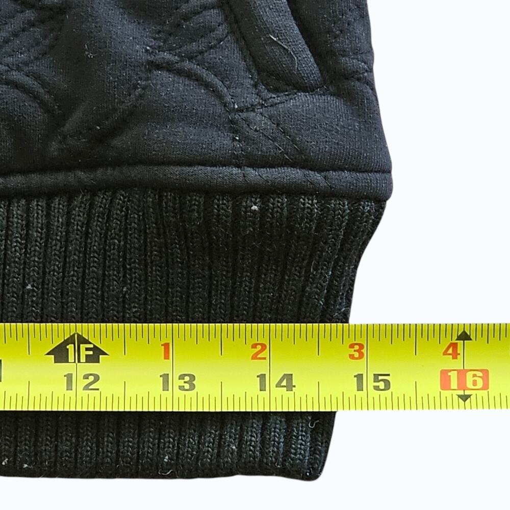 Bebe Sport Y2K Quilted Bomber Jacket Faux Fur Hood Pom Poms Black Womens Small - Picture 11 of 14